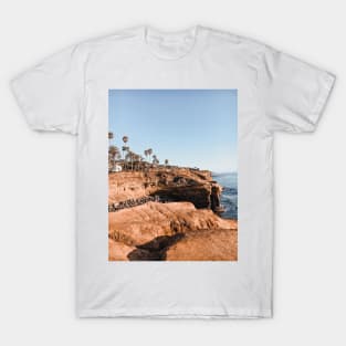 Sunset Cliffs and Palm Trees, California - Travel Photography T-Shirt